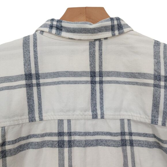 Universal Thread Flannel Shirt Womens Large White Button Up Long Sleeve Cotton - Picture 5 of 11